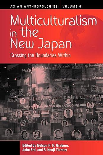 Red and Black image of book cover of multiculturalism in the new japan