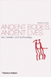 Image of book cover in red and white of ancient bodies, ancient lives sex, gender, and archeology