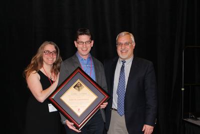Pictured are Laurie Wilkie (Department of Anthropology, Berkeley and John's primary advisor), John Chenoweth, center, and Dr. Mark Warner, President of the Society for Historical Archaeology.